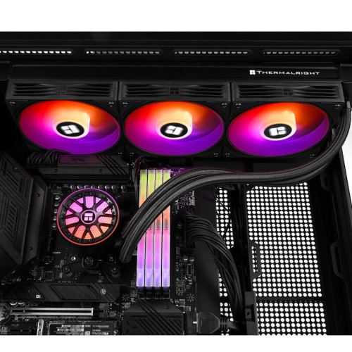 Система жидкостного охлаждения/ Water Cooling System Thermalright Aqua Elite 360 V6 (360mm, Black, ARGB/ Fans: 3x120mm, 70.84CFM, 29.8dBA, 2000RPM/ Pump height 53.5mm, 2800RPM, Rad thickness 27mm/ S: 1700, 1200, 1851, 115X, AM5, AM4)