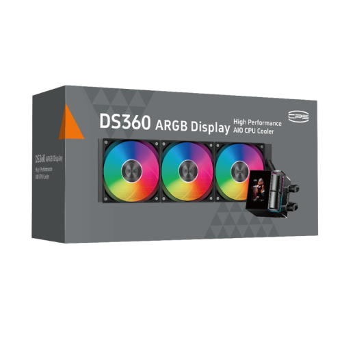 Система охлаждения/ Water Cooling System PCCooler DS360 ARGB Display BK (310W, 360mm, LED, Black, ARGB/ Fans: 3x120mm, 90.56CFM, 39.8dBA, 2500RPM/ Pump height 65mm, 15dBA, 2600RPM, Rad thickness 27mm/ S: 1851, 1700, 1200, 115X, AM5, AM4)