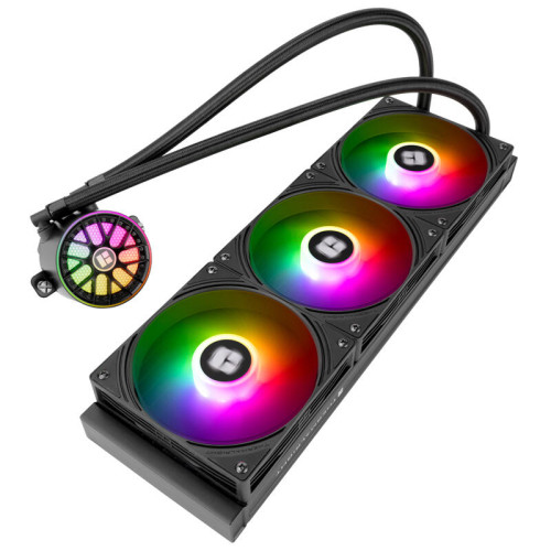 Система жидкостного охлаждения/ Water Cooling System Thermalright Aqua Elite 360 V6 (360mm, Black, ARGB/ Fans: 3x120mm, 70.84CFM, 29.8dBA, 2000RPM/ Pump height 53.5mm, 2800RPM, Rad thickness 27mm/ S: 1700, 1200, 1851, 115X, AM5, AM4)