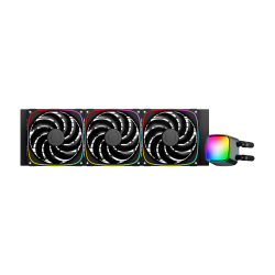 Система жидкостного охлаждения/ Water Cooling System Geometric Future Eskimo Pro 420 (300W, 420mm, ARGB, Black/ Fans: 3x140mm, 91.15CFM, 34.0dBA, 2400RPM/ Pump height 54mm, 3500RPM, Rad thickness 27mm/ S: 1851, 1700, 1200, 115X, 2011, 2066, AM5, AM4)