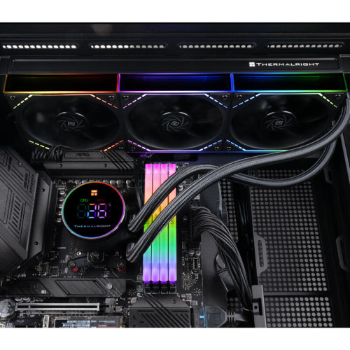 Система жидкостного охлаждения/ Water Cooling System Thermalright Frozen Magic 360 Digital V2 (360mm, LED temp., Black, ARGB/ Fans: 3x120mm, 68.9CFM, 28.2dBA, 2000RPM/ Pump height 54.4mm, Rad thickness 27mm/ S: 1700, 1200, 1851, 115X, AM5, AM4)