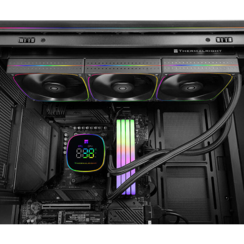 Система жидкостного охлаждения/ Water Cooling System Thermalright Frozen Horizon 360 Digital (360mm, LED temp., Black, ARGB/ Fans: 3x120mm, 68.9CFM, 28.2dBA, 2000RPM/ Pump height 53.2mm, Rad thickness 27mm/ S: 1700, 1200, 1851, 115X, AM5, AM4)