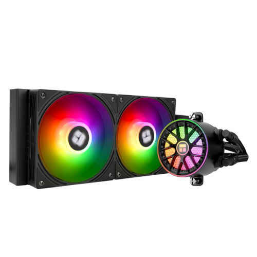 Система жидкостного охлаждения/ Water Cooling System Thermalright Aqua Elite 240 V6 (240mm, Black, ARGB/ Fans: 2x120mm, 70.84CFM, 29.8dBA, 2000RPM/ Pump height 53.5mm, 2800RPM, Rad thickness 27mm/ S: 1700, 1200, 1851, 115X, AM5, AM4)