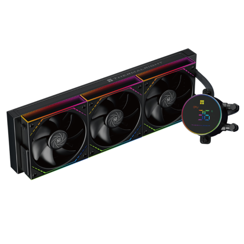 Система жидкостного охлаждения/ Water Cooling System Thermalright Frozen Magic 360 Digital V2 (360mm, LED temp., Black, ARGB/ Fans: 3x120mm, 68.9CFM, 28.2dBA, 2000RPM/ Pump height 54.4mm, Rad thickness 27mm/ S: 1700, 1200, 1851, 115X, AM5, AM4)