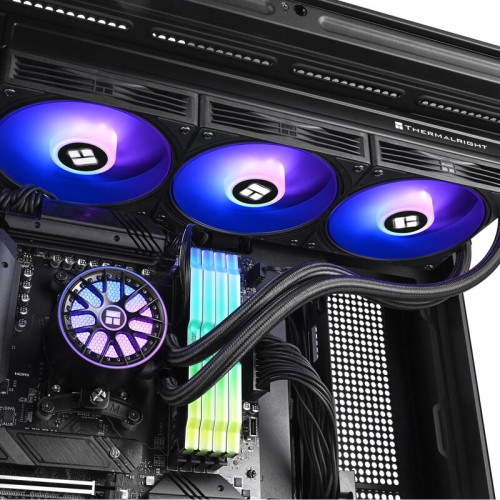 Система жидкостного охлаждения/ Water Cooling System Thermalright Aqua Elite 360 V6 (360mm, Black, ARGB/ Fans: 3x120mm, 70.84CFM, 29.8dBA, 2000RPM/ Pump height 53.5mm, 2800RPM, Rad thickness 27mm/ S: 1700, 1200, 1851, 115X, AM5, AM4)