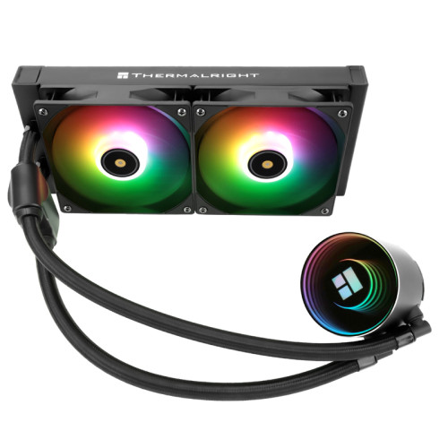 Водяное охлаждение для процессора/ Thermalright Frozen Notte 240 Black Argb V2 (240mm, Black, ARGB/ Fans: 2x120mm, 72.37CFM, 27.7dBA, 2000RPM/ Pump height 54mm, 28dBA, 5300RPM, Rad thickness 27mm/ S: 1200, 1700, 1851, 2011, 2066, 115X, AM2, AM2+, AM3, AM3 Водяное охлаждение для процессора/ Thermalright Frozen Notte 240 Black Argb V2 (240mm, Black, ARGB/ Fans: 2x120mm, 72.37CFM, 27.7dBA, 2000RPM/ Pump height 54mm, 28dBA, 5300RPM, Rad thickness 27mm/ S: 1200, 1700, 1851, 2011, 2066, 115X, AM2, AM2+, AM3, AM3