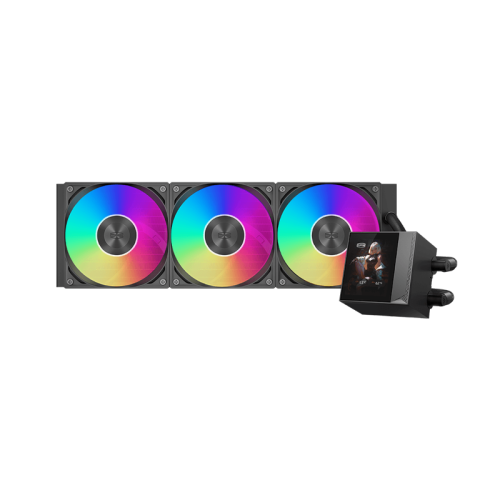 Система охлаждения/ Water Cooling System PCCooler DC360 Pro ARGB Display BK (310W, 360mm, LED, Black, ARGB/ Fans: 3x120mm, 90.56CFM, 39.8dBA, 2500RPM/ Pump height 65mm, 15dBA, 2600RPM, Rad thickness 27mm/ S: 1851, 1700, 1200, 115X, AM5, AM4) Система охлаждения/ Water Cooling System PCCooler DC360 Pro ARGB Display BK (310W, 360mm, LED, Black, ARGB/ Fans: 3x120mm, 90.56CFM, 39.8dBA, 2500RPM/ Pump height 65mm, 15dBA, 2600RPM, Rad thickness 27mm/ S: 1851, 1700, 1200, 115X, AM5, AM4)