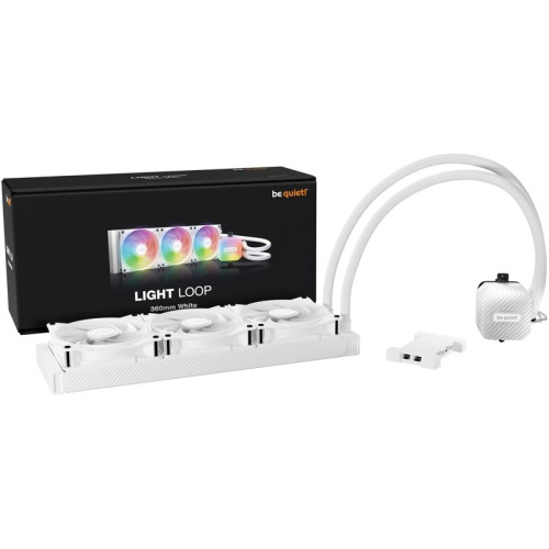 Водяное охлаждение для процессора/ Water Cooling System be quiet! LIGHT LOOP 360mm white (250W, 360mm, White, ARGB/ Fans: 3x120mm, 61.8CFM, 36.8dBA, 2100RPM/ Pump 2900RPM, Rad thickness 27mm/ S: 1851, 1700, 1200, 115X, AM5, AM4)