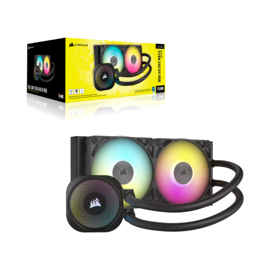 Система жидкостного охлаждения/ Water Cooling System Corsair iCUE LINK TITAN 240 RX RGB (240mm, Black, RGB/ Fans: 2x120mm, 73.5CFM, 36dBA, 2100RPM/ S: 1851, 1700, AM5, AM4)