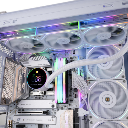 Система жидкостного охлаждения/ Water Cooling System Thermalright Frozen Magic 360 Digital V2 (360mm, LED temp., White, ARGB/ Fans: 3x120mm, 68.9CFM, 28.2dBA, 2000RPM/ Pump height 54.4mm, Rad thickness 27mm/ S: 1700, 1200, 1851, 115X, AM5, AM4)