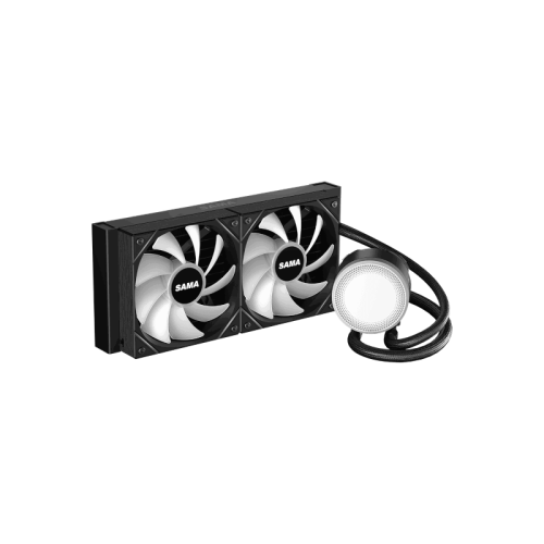 Водяное охлаждение для процессора/ Water Cooling System SAMA L40 Black (240mm, Black, ARGB/ Fans: 2x120mm, 82.79CFM, 29dBA, 2000RPM/ Pump height 52mm, 29dBA, 2500RPM, Rad thickness 27mm/ S: 1851, 1700, 1200, 20XX, 115X, AM5, AM4)