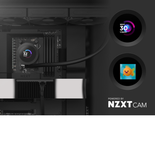 Система жидкостного охлаждения для ПК/ Water Cooling System NZXT Kraken Plus 360 V2 (260W, 360mm, LED temp., Black, Fans: 3x120mm, 73.47CFM, 30dBA, 2000RPM/ Pump height 55.97mm, 2800RPM, Rad thickness 27mm/ S: 1851, 1700, 1200, 115X, AM5, AM4)