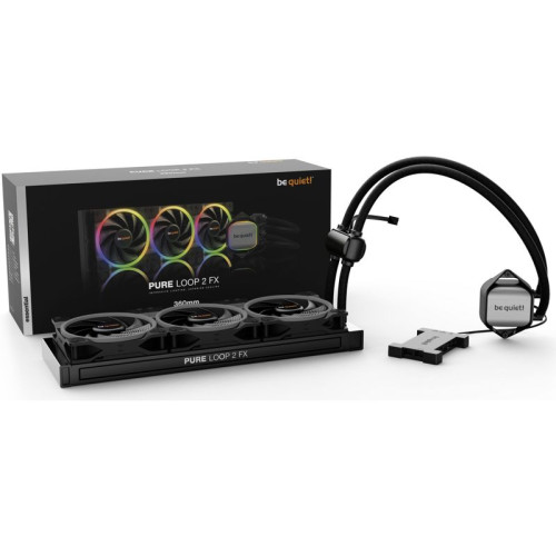 Водяное охлаждение для процессора/ Water Cooling System be quiet! PURE LOOP 2 FX 360mm (290W, 360mm, Black, ARGB/ Fans: 3x120mm, 52.3CFM, 34dBA, 2500RPM/ Pump 5500RPM, Rad thickness 27mm/ S: 1851, 1700, 1200, 20XX, 115X, AM5, AM4)
