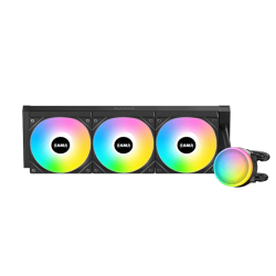 Водяное охлаждение для процессора/ Water Cooling System SAMA L60 Black (360mm, Black, ARGB/ Fans: 3x120mm, 82.79CFM, 29dBA, 2000RPM/ Pump height 52mm, 29dBA, 2500RPM, Rad thickness 27mm/ S: 1851, 1700, 1200, 20XX, 115X, AM5, AM4)