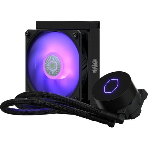 Система охлаждения/ Cooler Master MasterLiquid ML120L V2 RGB (180W, 120mm, RGB, fans: 1x120mm/62CFM/27dBa/1800rpm, 1700/1200/115X/2066/2011-V3/2011/AM5/AM4/AM3/AM3+/AM2/AM2+/FM2/FM2+/FM1)