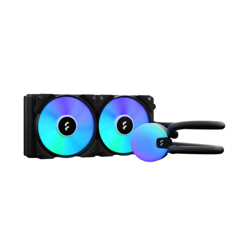 Система жидкостного охлаждения для ПК/ Water Cooling System Fractal Design Lumen S24 V2 RGB (180W, 240mm, Black, ARGB/ Fans: 2x120mm, 56CFM, 33.2dBA, 2000RPM/ Pump height 67mm, 22dBA, 4000RPM, Rad thickness 27mm/ S: 1851, 1700, 1200, 115X, 2011, 2066, AM5