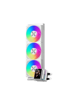 Система охлаждения/ Water Cooling System PCCooler DS360 ARGB Display WH (310W, 360mm, LED, White, ARGB/ Fans: 3x120mm, 90.56CFM, 39.8dBA, 2500RPM/ Pump height 65mm, 15dBA, 2600RPM, Rad thickness 27mm/ S: 1851, 1700, 1200, 115X, AM5, AM4)