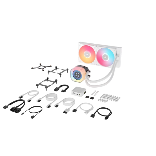 Система жидкостного охлаждения/ Water Cooling System Corsair iCUE LINK TITAN 240 RX LCD (240mm, White, RGB/ Fans: 2x120mm, 73.5CFM, 36dBA, 2100RPM/ S: 1851, 1700, AM5, AM4)