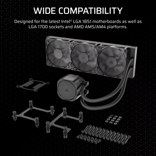 Система жидкостного охлаждения/ Water Cooling System Corsair NAUTILUS 360 ARGB (360mm, Black, Fans: 3x120mm, 72.8CFM, 36dBA, 1700RPM/ S: 1851, 1700, AM5, AM4)