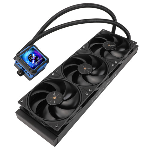 Водяное охлаждение для процессора/ Thermalright Frozen Warframe Pro 360 Black (360mm, Black, / Fans: 3x120mm, 70.84CFM, 29.8dBA, 2000RPM/ Pump height 60mm, 23dBA, 3000RPM, Rad thickness 27mm/ S: 1200, 1700, 1851, 2011, 2066, 115X, AM4, AM5)