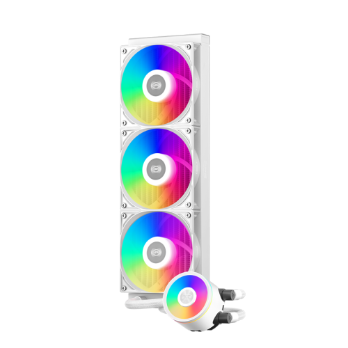 Система охлаждения/ Water Cooling System PCCooler DA360 Pro ARGB WH (300W, 360mm, White, ARGB/ Fans: 3x120mm, 75.8CFM, 33.7dBA, 2200RPM/ Pump height 57mm, 28dBA, 3000RPM, Rad thickness 27mm/ S: 1851, 1700, 1200, 20XX, 115X, AM5, AM4)
