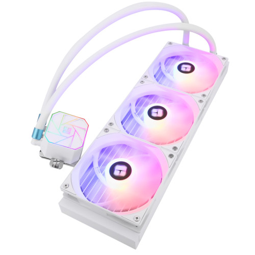 Водяное охлаждение для процессора/ Thermalright Aqua Elite 360 White Argb V3 (360mm, White, ARGB/ Fans: 3x120mm, 66.17CFM, 25.6dBA, 1500RPM/ Pump height 53mm, 23dBA, 3300RPM, Rad thickness 27mm/ S: 1200, 1700, 1851, 2011, 2066, 115X, AM5, AM4)