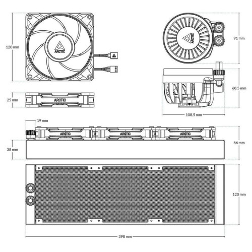 Жидкостная система охлаждения Arctic Cooling Liquid Freezer III Pro 360 Multi Compatible  All-In-One CPU Water Cooler  (ACFRE00180A)