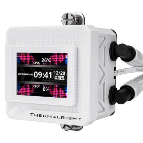 Водяное охлаждение для процессора/ Water Cooling System Thermalright Frozen Warframe SE 360 ARGB White (360mm, LED temp., Black, ARGB/ Fans: 3x120mm, 70.84CFM, 29.8dBA, 2000RPM/ Pump height 59mm, Rad thickness 27mm/ S: 1851, 1700, 1200, 115X, AM5, AM4) Водяное охлаждение для процессора/ Water Cooling System Thermalright Frozen Warframe SE 360 ARGB White (360mm, LED temp., Black, ARGB/ Fans: 3x120mm, 70.84CFM, 29.8dBA, 2000RPM/ Pump height 59mm, Rad thickness 27mm/ S: 1851, 1700, 1200, 115X, AM5, AM4)