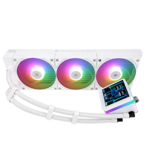 Водяное охлаждение для процессора/ Water Cooling System Thermalright Grand Vision 360 (360mm, LED, White, ARGB/ Fans: 3x120mm, 80.45CFM, 29.4dBA, 2150RPM/ Pump height 72.5mm, 6400RPM, Rad thickness 27mm/ S: 1700, 1200, 1851, 115X, 2011, 2066, AM5, AM4)