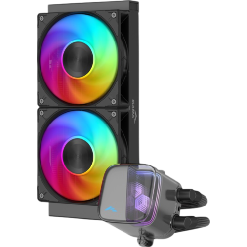 Водяное охлаждение для процессора/ Water Cooling System SAMA L70 240BK (290W, 240mm, Black, ARGB/ Fans: 2x120mm, 72.3CFM, 28dBA, 2200RPM/ Pump height 66mm, 3000RPM, Rad thickness 27mm/ S: 1851, 1700, 1200, 115X, AM5, AM4)