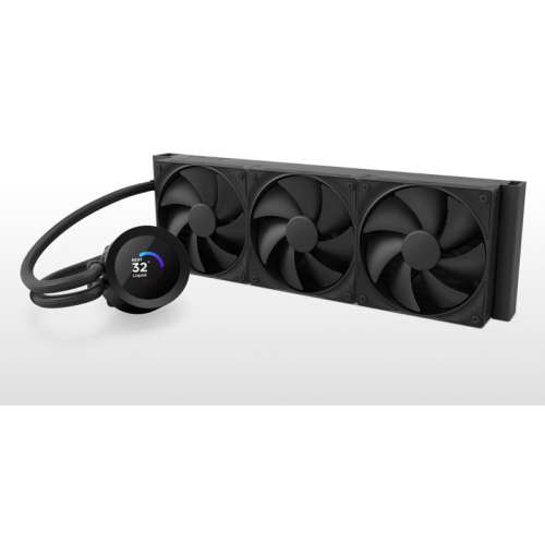 Система жидкостного охлаждения для ПК/ Water Cooling System NZXT Kraken Plus 360 V2 (260W, 360mm, LED temp., Black, Fans: 3x120mm, 73.47CFM, 30dBA, 2000RPM/ Pump height 55.97mm, 2800RPM, Rad thickness 27mm/ S: 1851, 1700, 1200, 115X, AM5, AM4)
