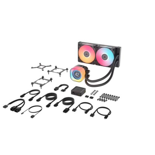 Система жидкостного охлаждения/ Water Cooling System Corsair iCUE LINK TITAN 240 RX LCD (240mm, Black, RGB/ Fans: 2x120mm, 73.5CFM, 36dBA, 2100RPM/ S: 1851, 1700, AM5, AM4)