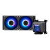 Система жидкостного охлаждения/ Water Cooling System MSI MAG CORELIQUID A15 240 (240W, 240mm, Black, ARGB/ Fans: 2x120mm, 64.89CFM, 28.7dBA, 2050RPM/ Pump 20dBA, 3400RPM, Rad thickness 27mm/ S: 1851, 1700, AM5, AM4)