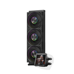 Система охлаждения/ Water Cooling System PCCooler DT360 ARGB Display BK  (300W, 360mm, LED temp., Black, ARGB/ Fans: 3x120mm, 83.83CFM, 3000RPM/ Pump height 62mm, 15dBA, 2600RPM, Rad thickness 27mm/ S: 1851, 1700, 1200, 115X, AM5, AM4)