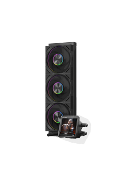 Система охлаждения/ Water Cooling System PCCooler DT360 ARGB Display BK  (300W, 360mm, LED temp., Black, ARGB/ Fans: 3x120mm, 83.83CFM, 3000RPM/ Pump height 62mm, 15dBA, 2600RPM, Rad thickness 27mm/ S: 1851, 1700, 1200, 115X, AM5, AM4)