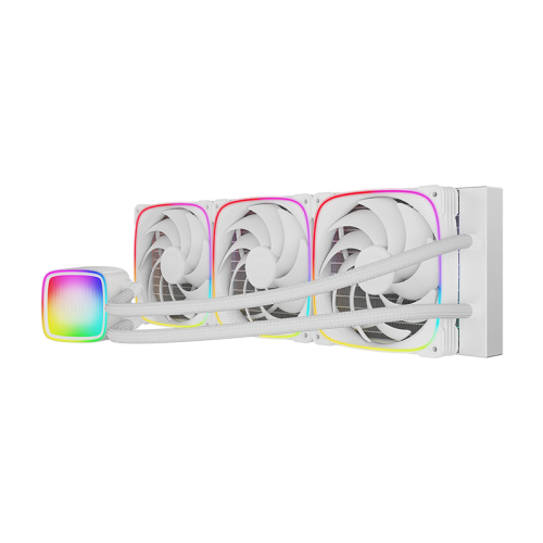 Система жидкостного охлаждения/ Water Cooling System Geometric Future Eskimo Pro 420 (300W, 420mm, ARGB, White/ Fans: 3x140mm, 91.15CFM, 34.0dBA, 2400RPM/ Pump height 54mm, 3500RPM, Rad thickness 27mm/ S: 1851, 1700, 1200, 115X, 2011, 2066, AM5, AM4)