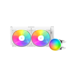 Водяное охлаждение для процессора/ Water Cooling System SAMA L40 White (240mm, White, ARGB/ Fans: 2x120mm, 82.79CFM, 29dBA, 2000RPM/ Pump height 52mm, 29dBA, 2500RPM, Rad thickness 27mm/ S: 1851, 1700, 1200, 20XX, 115X, AM5, AM4)