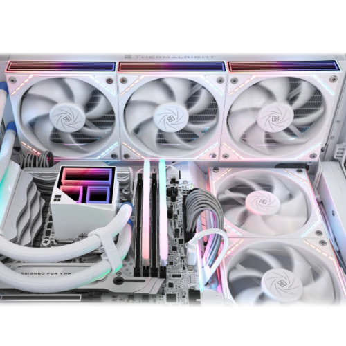 Водяное охлаждение для процессора/ Water Cooling System Thermalright Frozen Infinity 360 (360mm, White, ARGB/ Fans: 3x120mm, 68.9CFM, 28.2dBA, 2000RPM/ Pump height 60mm, Rad thickness 27mm/ S: 1700, 1200, 1851, 115X, 2011, 2066, AM5, AM4)
