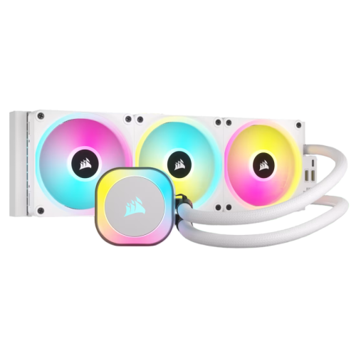 Система жидкостного охлаждения/ Water Cooling System Corsair iCUE LINK H150i RGB (360mm, White, RGB/ Fans: 3x120mm, 63.1CFM, 37dBA, 2400RPM/Rad thickness 27mm/ S: 1851, 1700, 1200, 115X, AM5, AM4)