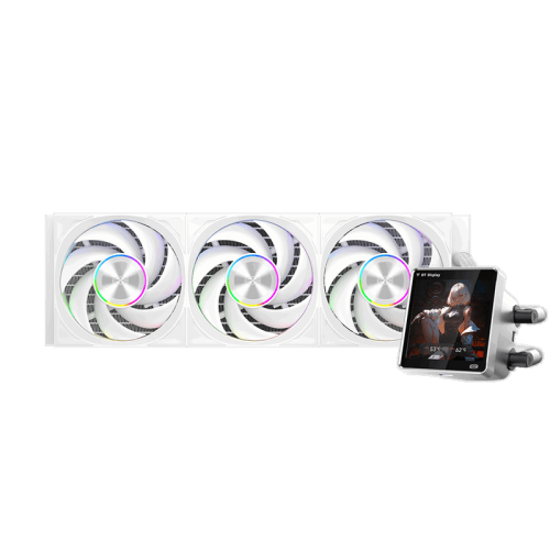 Система охлаждения/ Water Cooling System PCCooler DT360 ARGB Display WH (300W, 360mm, LED temp., White, ARGB/ Fans: 3x120mm, 83.83CFM, 3000RPM/ Pump height 62mm, 15dBA, 2600RPM, Rad thickness 27mm/ S: 1851, 1700, 1200, 115X, AM5, AM4)