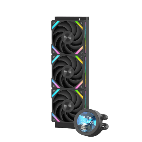 Водяное охлаждение для процессора/ Water Cooling System SAMA Q70 Black (360mm, LED temp., Black, ARGB/ Fans: 3x120mm, 86CFM, 30dBA, 2600RPM/ Pump height 64mm, 30dBA, 2800RPM, Rad thickness 27mm/ S: 1851, 1700, 1200, 20XX, 115X, AM5, AM4)
