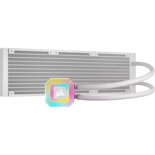 Система жидкостного охлаждения/ Water Cooling System Corsair iCUE H150i ELITE CAPELLIX XT (360mm, White, RGB/ Fans: 3x120mm, 65.57CFM, 37dBA, 2100RPM/Rad thickness 27mm/ S: 1851, 1700, 1200, 115X, AM5, AM4)