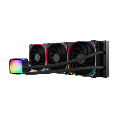 Система жидкостного охлаждения/ Water Cooling System Geometric Future Eskimo Pro 420 (300W, 420mm, ARGB, Black/ Fans: 3x140mm, 91.15CFM, 34.0dBA, 2400RPM/ Pump height 54mm, 3500RPM, Rad thickness 27mm/ S: 1851, 1700, 1200, 115X, 2011, 2066, AM5, AM4)