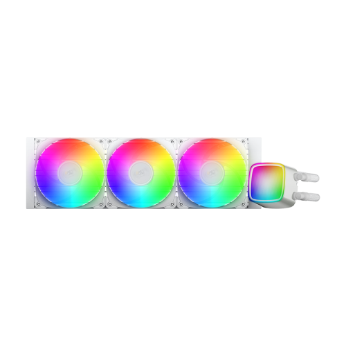 Система жидкостного охлаждения/ Water Cooling System Geometric Future Eskimo Pro 360 (240W, 360mm, ARGB, White/ Fans: 3x120mm, 80.81CFM, 34.2dBA, 2000RPM/ Pump height 54mm, 3200RPM, Rad thickness 27mm/ S: 1851, 1700, 1200, 115X, 2011, 2066, AM5, AM4)