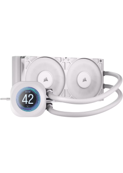 Система жидкостного охлаждения/ Water Cooling System Corsair NAUTILUS 240 RS LCD (240mm, White/ Fans: 2x120mm, 72.8CFM, 36dBA, 2100RPM/ S: 1851, 1700, AM5, AM4)