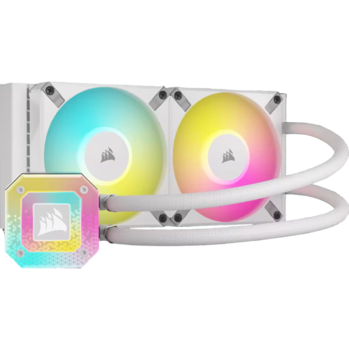 Система жидкостного охлаждения/ Water Cooling System Corsair iCUE H100i ELITE CAPELLIX XT (240mm, White, RGB/ Fans: 2x120mm, 65.57CFM, 34.1dBA, 2400RPM/ S: 1851, 1700, 1200, 115x, 2011, 2066, AM5, AM4)
