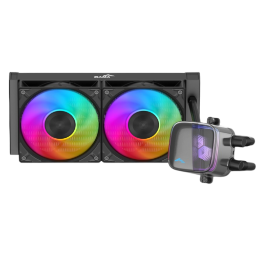 Водяное охлаждение для процессора/ Water Cooling System SAMA L70 240BK (290W, 240mm, Black, ARGB/ Fans: 2x120mm, 72.3CFM, 28dBA, 2200RPM/ Pump height 66mm, 3000RPM, Rad thickness 27mm/ S: 1851, 1700, 1200, 115X, AM5, AM4)