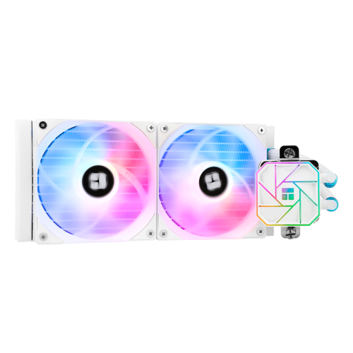 Водяное охлаждение для процессора/ Thermalright Aqua Elite 240 White Argb V3 (240mm, White, ARGB/ Fans: 2x120mm, 66.17CFM, 25.6dBA, 1500RPM/ Pump height 53mm, 23dBA, 3300RPM, Rad thickness 27mm/ S: 1200, 1700, 1851, 2011, 2066, 115X, AM4, AM5)