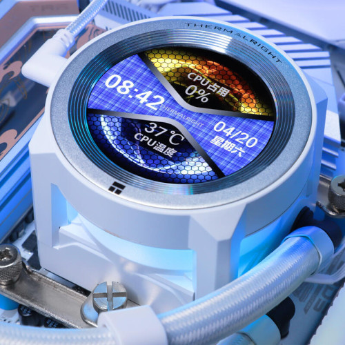 Система жидкостного охлаждения/ Water Cooling System Thermalright Core Vision 360 (360mm, LED, White, ARGB/ Fans: 3x120mm, 72.37CFM, 27.7dBA, 2000RPM/ Pump height 66mm, Rad thickness 27mm/ S: 1700, 1200, 1851, 115X, 2011, 2066, AM5, AM4) Система жидкостного охлаждения/ Water Cooling System Thermalright Core Vision 360 (360mm, LED, White, ARGB/ Fans: 3x120mm, 72.37CFM, 27.7dBA, 2000RPM/ Pump height 66mm, Rad thickness 27mm/ S: 1700, 1200, 1851, 115X, 2011, 2066, AM5, AM4)