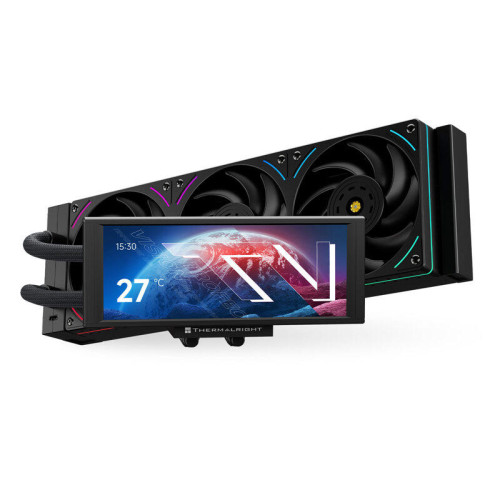 Водяное охлаждение для процессора/ Water Cooling System Thermalright Trofeo Vision 360 (360mm, LED, Black, ARGB/ Fans: 3x120mm, 69CFM, 27dBA, 2150RPM/ Pump height 102mm, 6400RPM, Rad thickness 27mm/ S: 1700, 1200, 1851, 115X, 2011, 2066, AM5, AM4)